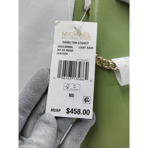 Michael Kors Hamilton Legacy Green Leather Lock Detail Messenger Bag - NWT $458 - Picture 5 of 13